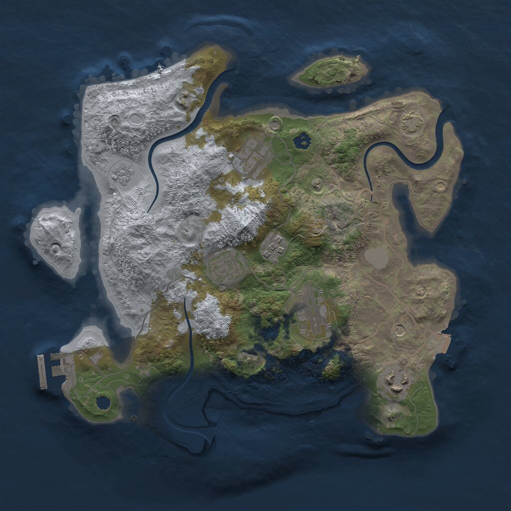 Rust Map: Procedural Map, Size: 3000, Seed: 121553, 10 Monuments