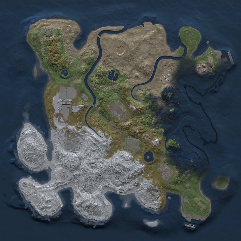 Rust Map: Procedural Map, Size: 3500, Seed: 1155246026, 15 Monuments