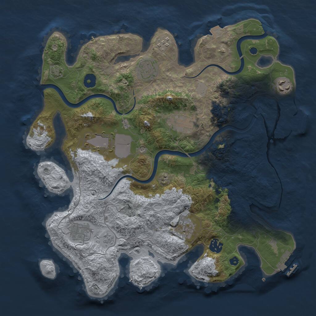 Rust Map: Procedural Map, Size: 3500, Seed: 939439837, 14 Monuments