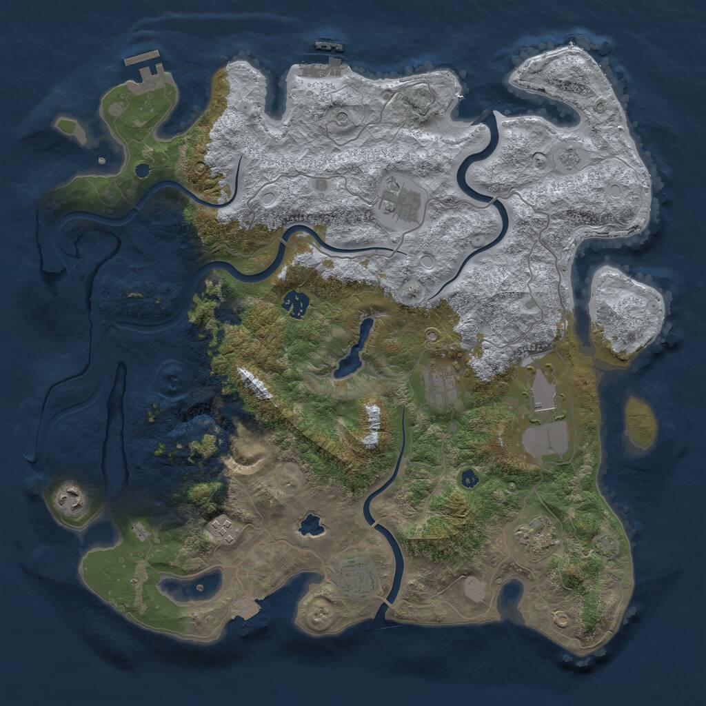 Rust Map: Procedural Map, Size: 4000, Seed: 760712, 14 Monuments
