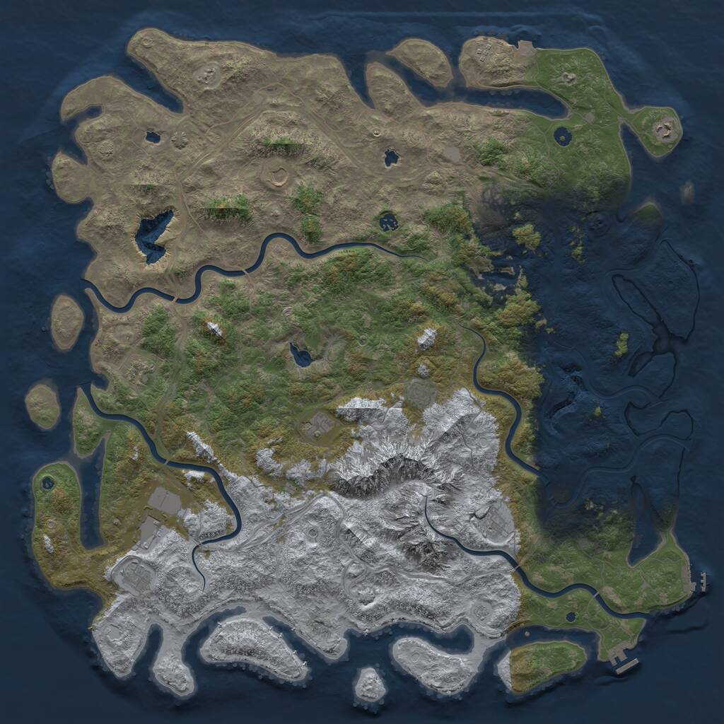 Rust Map: Procedural Map, Size: 6000, Seed: 1110874180, 17 Monuments