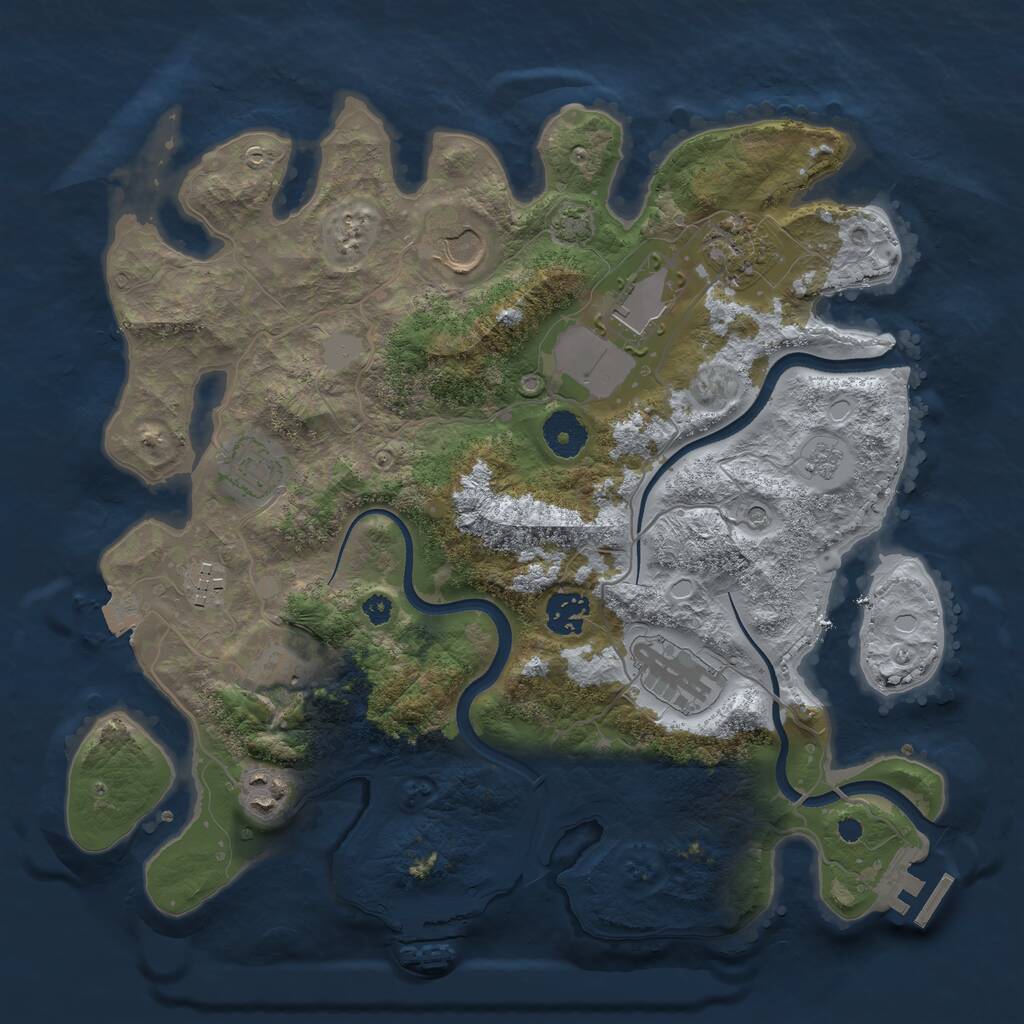 Rust Map: Procedural Map, Size: 3500, Seed: 47004430, 15 Monuments