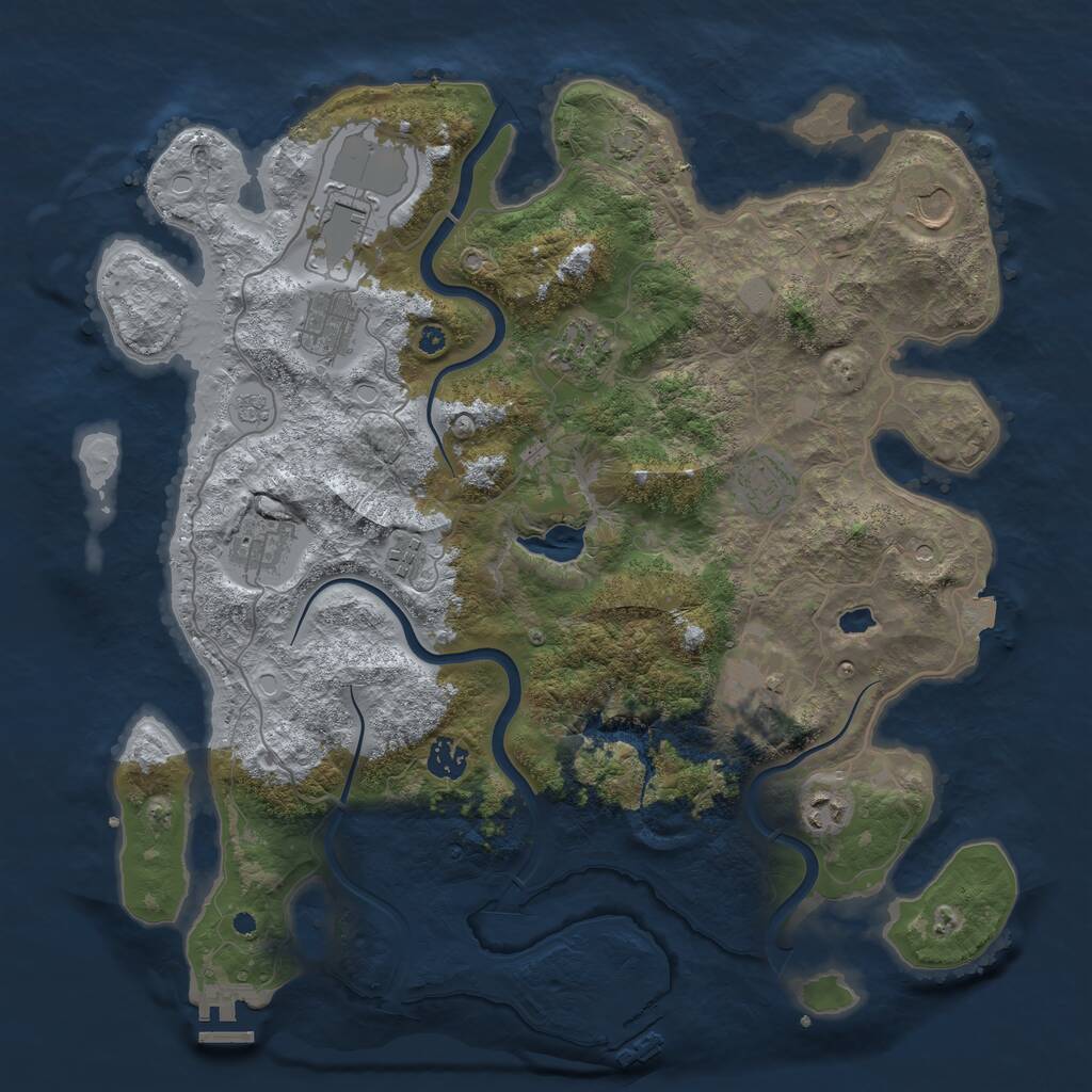 Rust Map: Procedural Map, Size: 4000, Seed: 832309, 16 Monuments