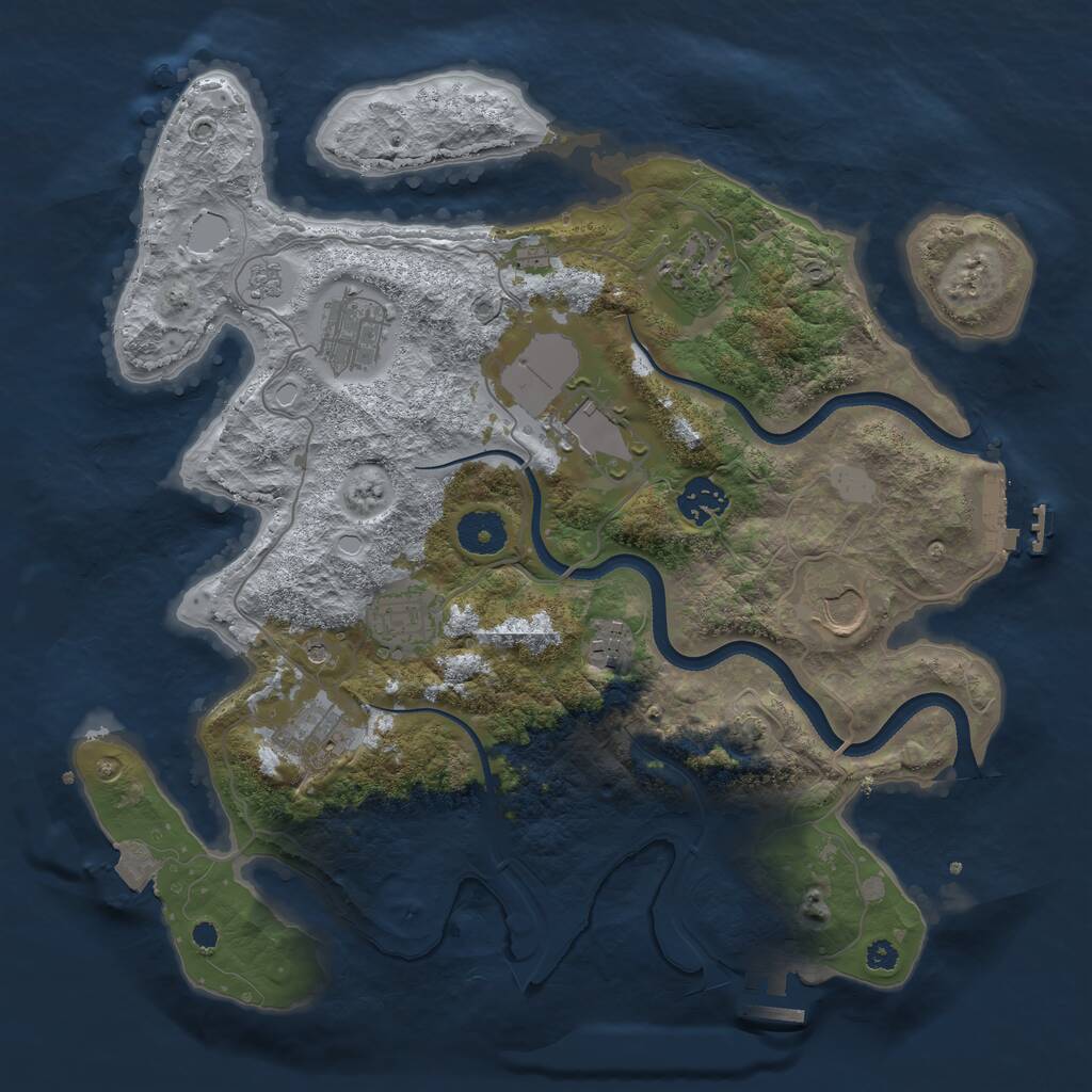 Rust Map: Procedural Map, Size: 3500, Seed: 779593, 14 Monuments