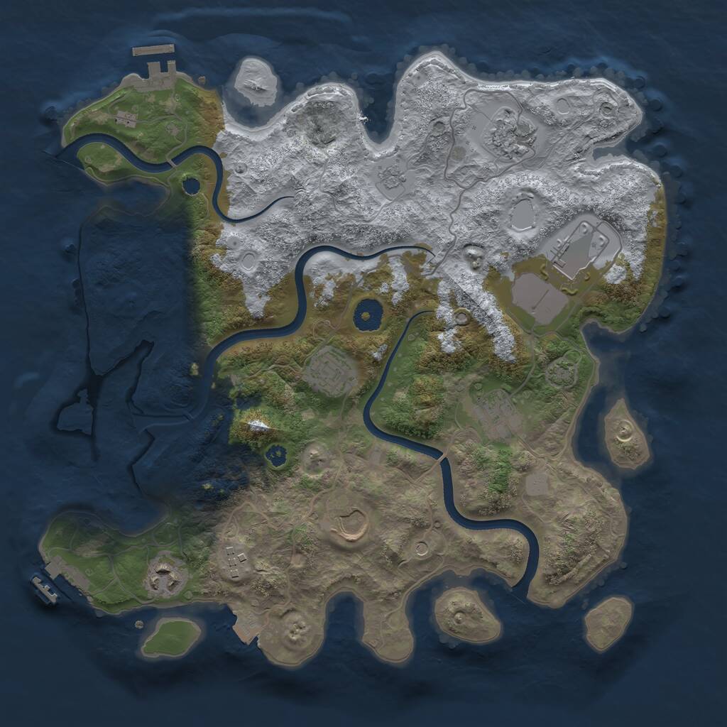 Rust Map: Procedural Map, Size: 3500, Seed: 1248262794, 13 Monuments