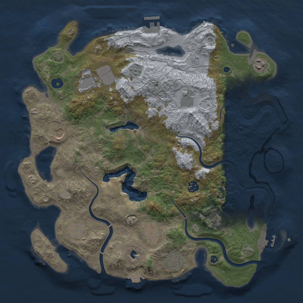 Rust Map: Procedural Map, Size: 4000, Seed: 757271, 16 Monuments