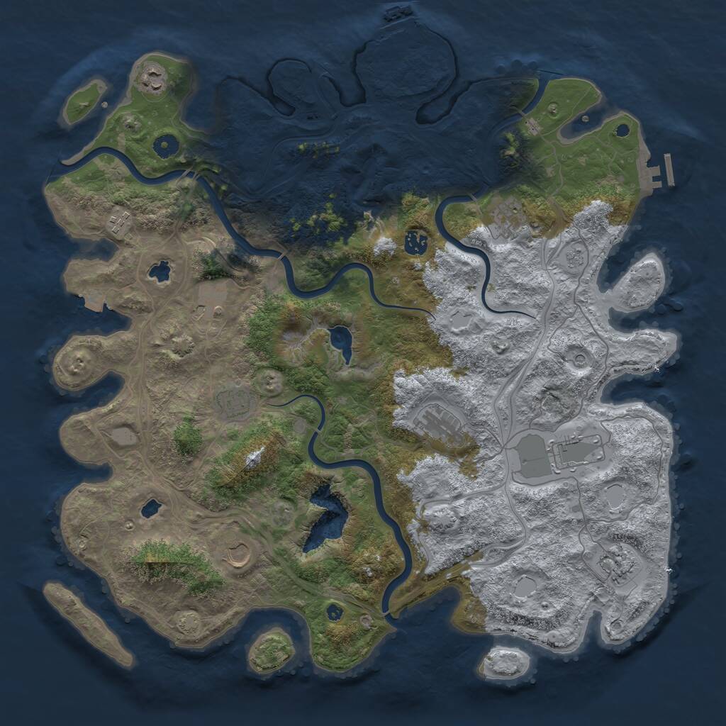 Rust Map: Procedural Map, Size: 4500, Seed: 476911, 16 Monuments