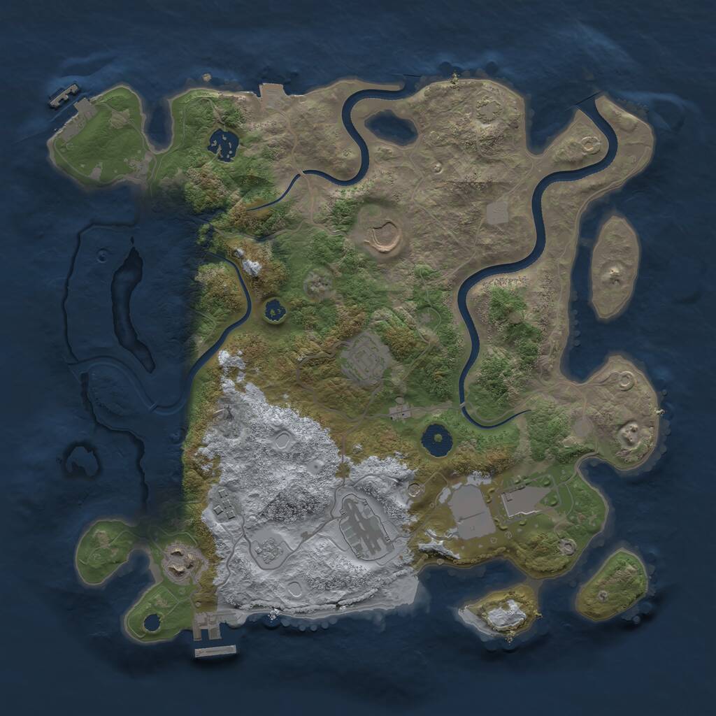 Rust Map: Procedural Map, Size: 3500, Seed: 998376, 13 Monuments