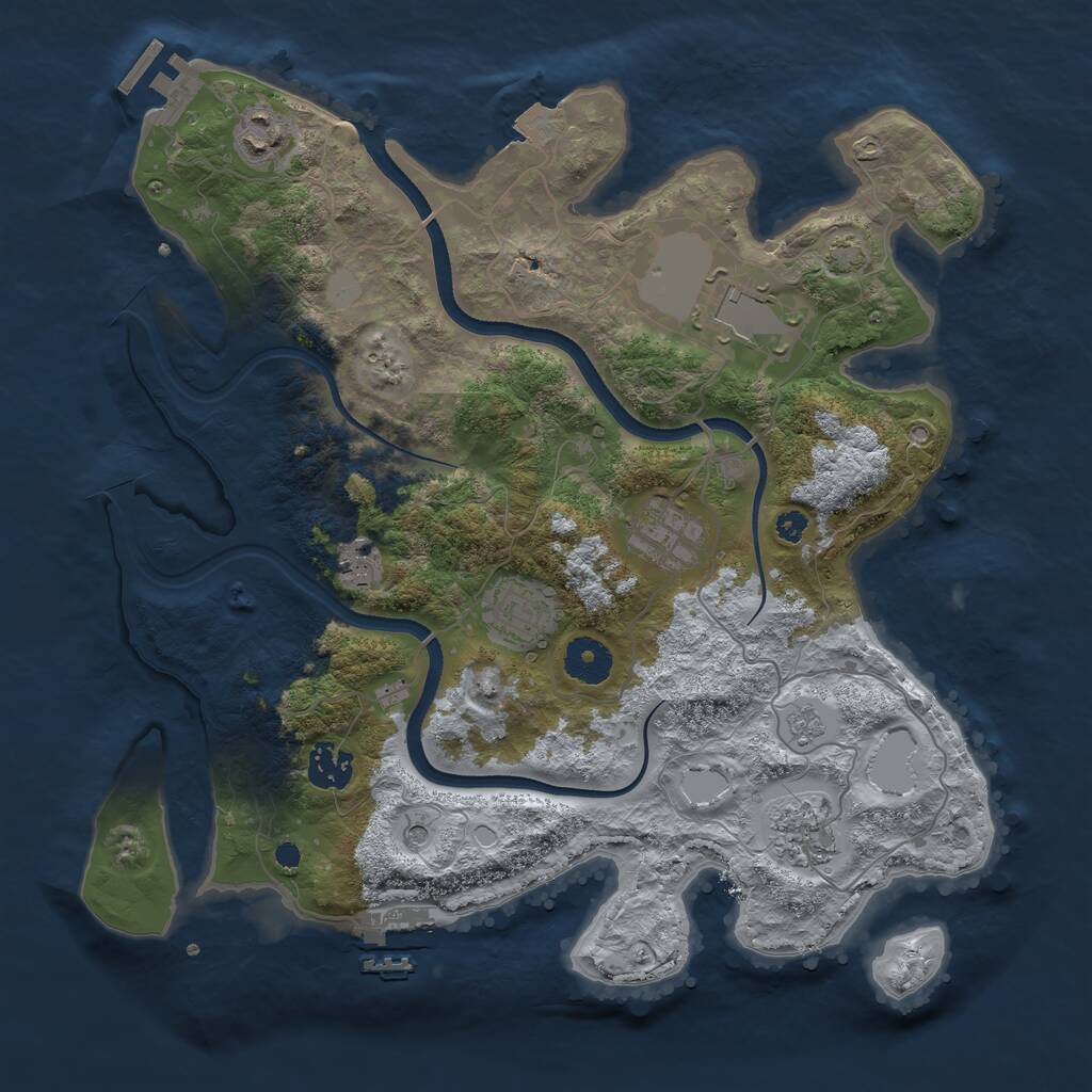 Rust Map: Procedural Map, Size: 3500, Seed: 1674889573, 13 Monuments