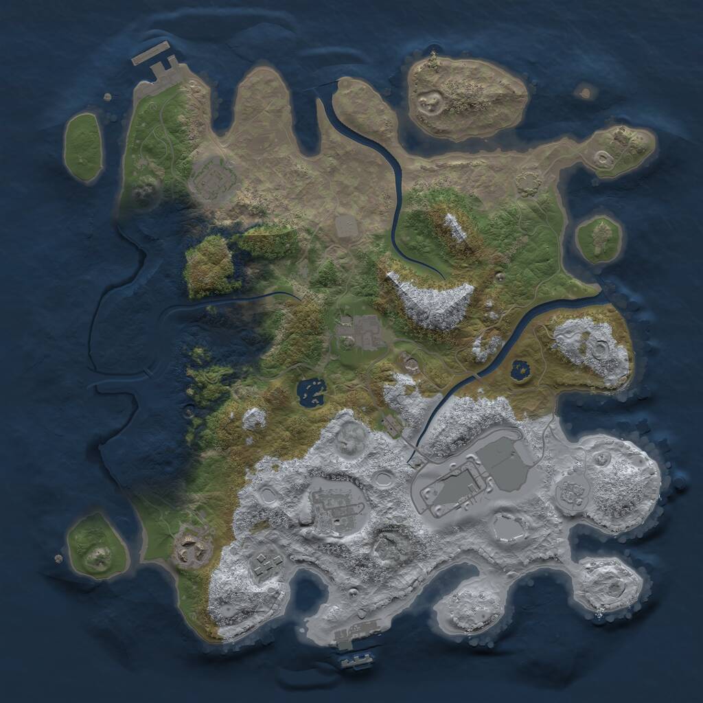 Rust Map: Procedural Map, Size: 3500, Seed: 139609, 13 Monuments