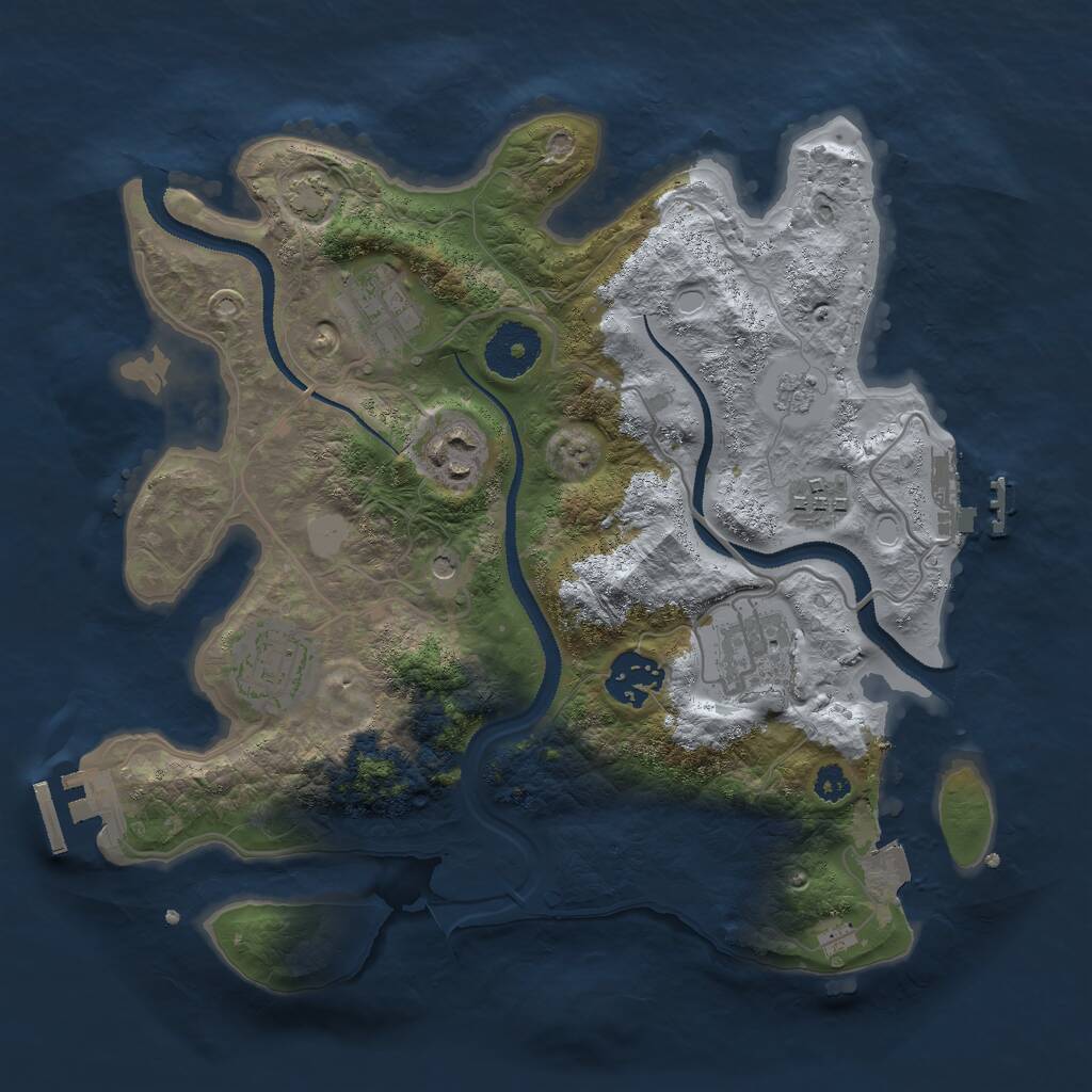 Rust Map: Procedural Map, Size: 3000, Seed: 1333833894, 12 Monuments