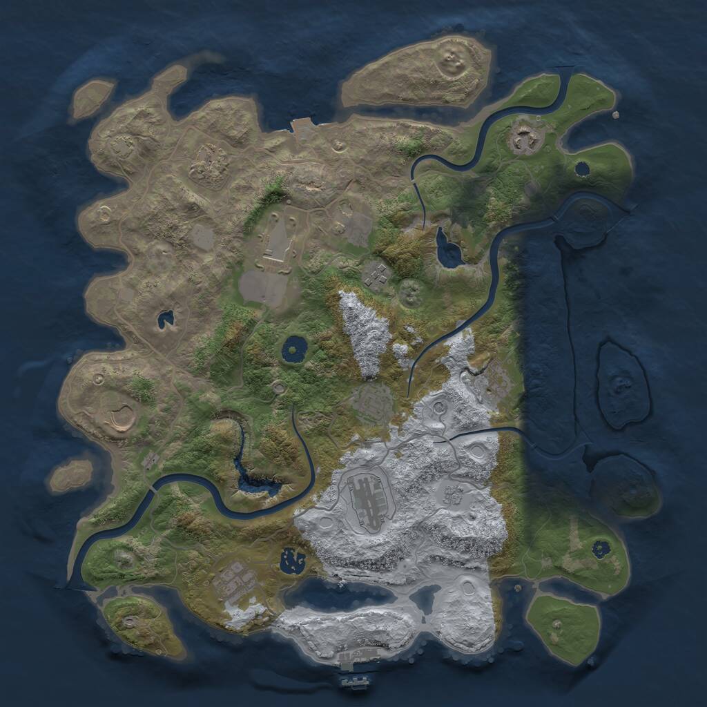 Rust Map: Procedural Map, Size: 4000, Seed: 430395, 16 Monuments
