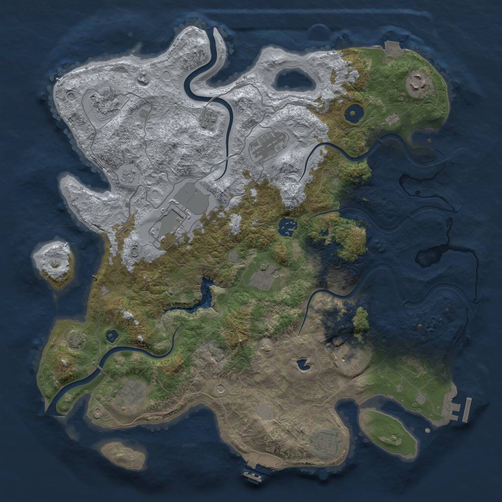 Rust Map: Procedural Map, Size: 4000, Seed: 106364, 16 Monuments