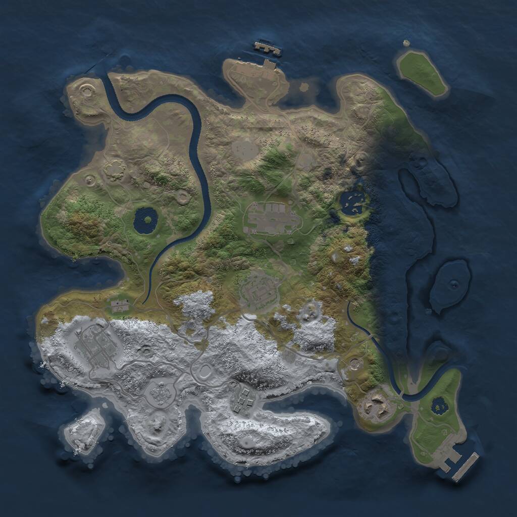 Rust Map: Procedural Map, Size: 3000, Seed: 37722, 12 Monuments