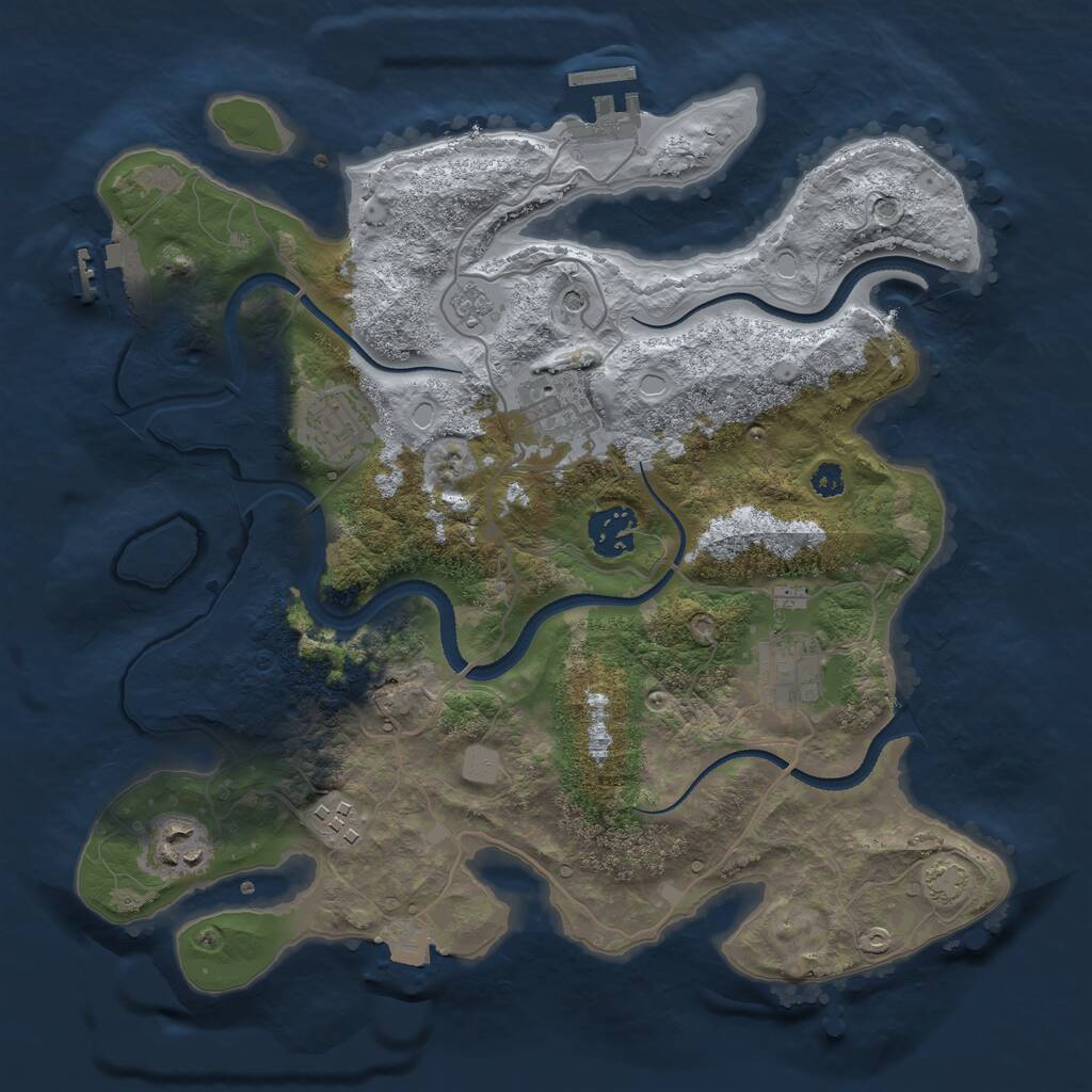 Rust Map: Procedural Map, Size: 3250, Seed: 2128916, 12 Monuments