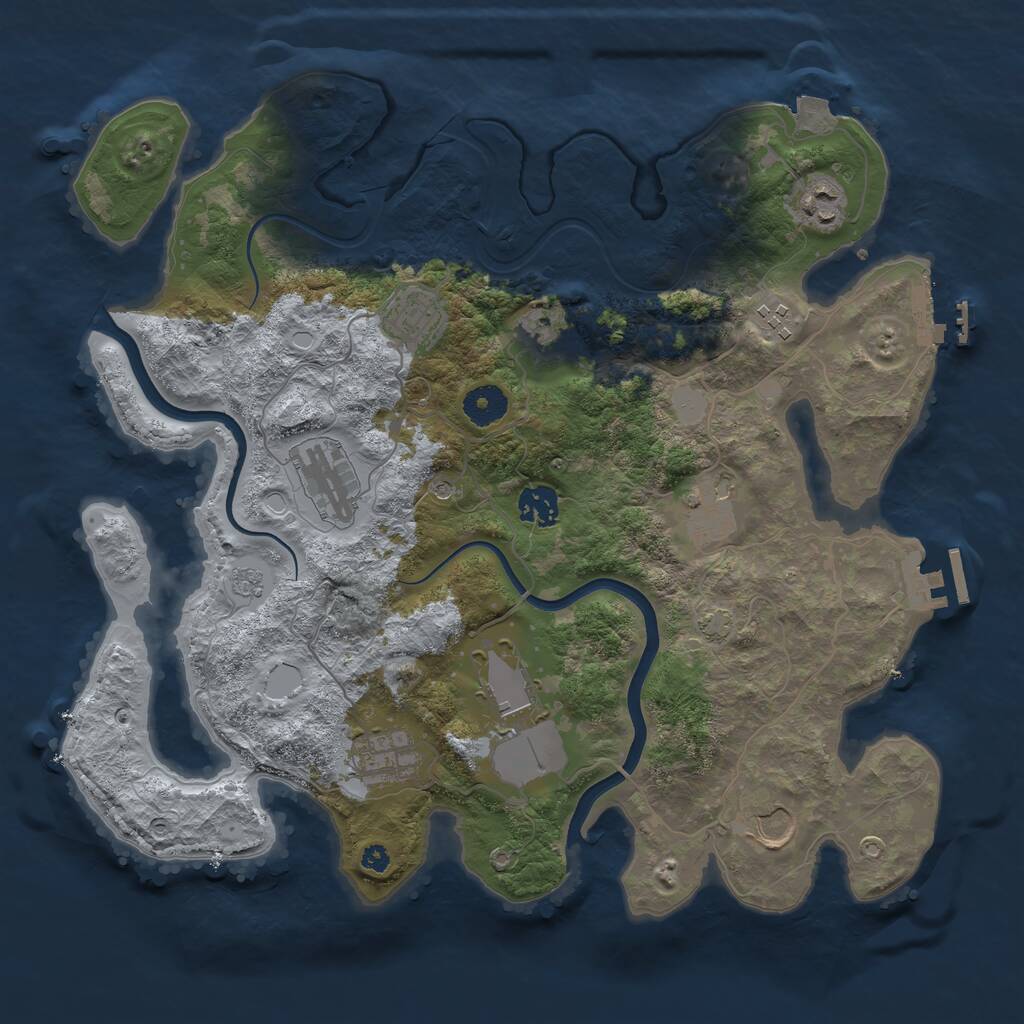 Rust Map: Procedural Map, Size: 3700, Seed: 1732379911, 16 Monuments