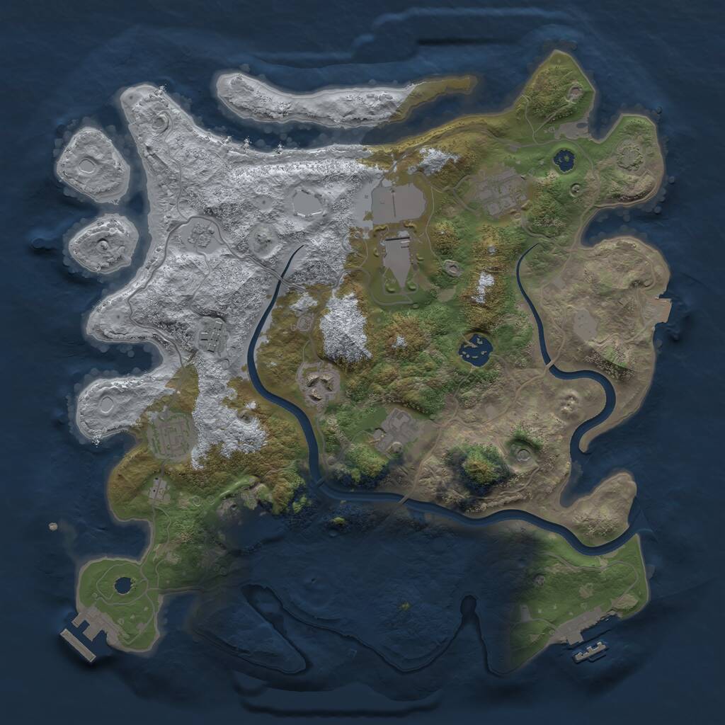 Rust Map: Procedural Map, Size: 3500, Seed: 744729654, 14 Monuments