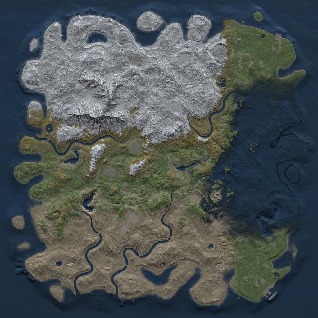 Rust Map: Procedural Map, Size: 6000, Seed: 97679012, 17 Monuments