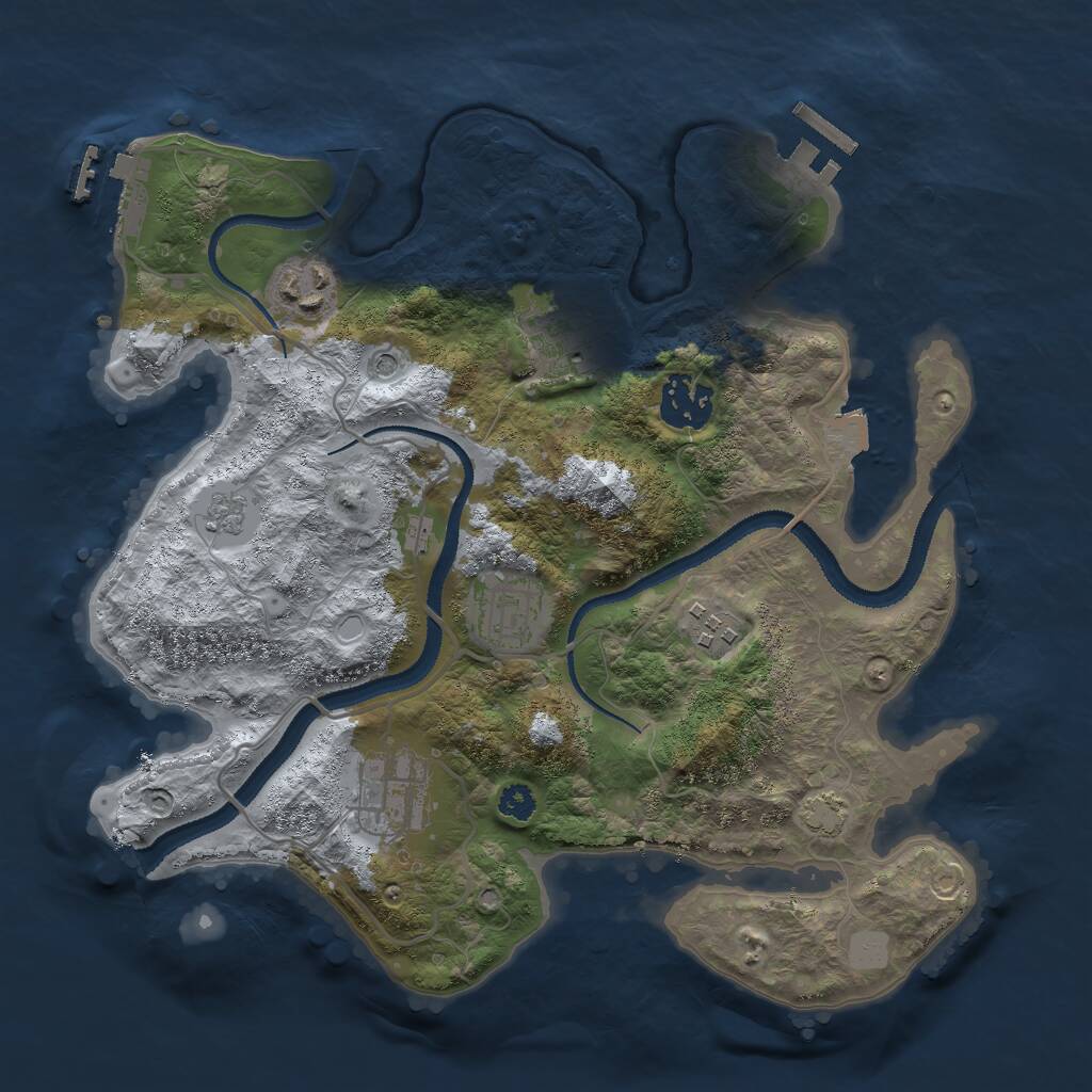 Rust Map: Procedural Map, Size: 3000, Seed: 1482813075, 12 Monuments