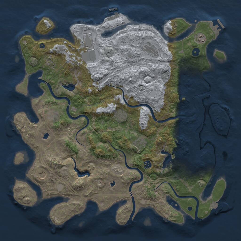 Rust Map: Procedural Map, Size: 4500, Seed: 1411720656, 16 Monuments