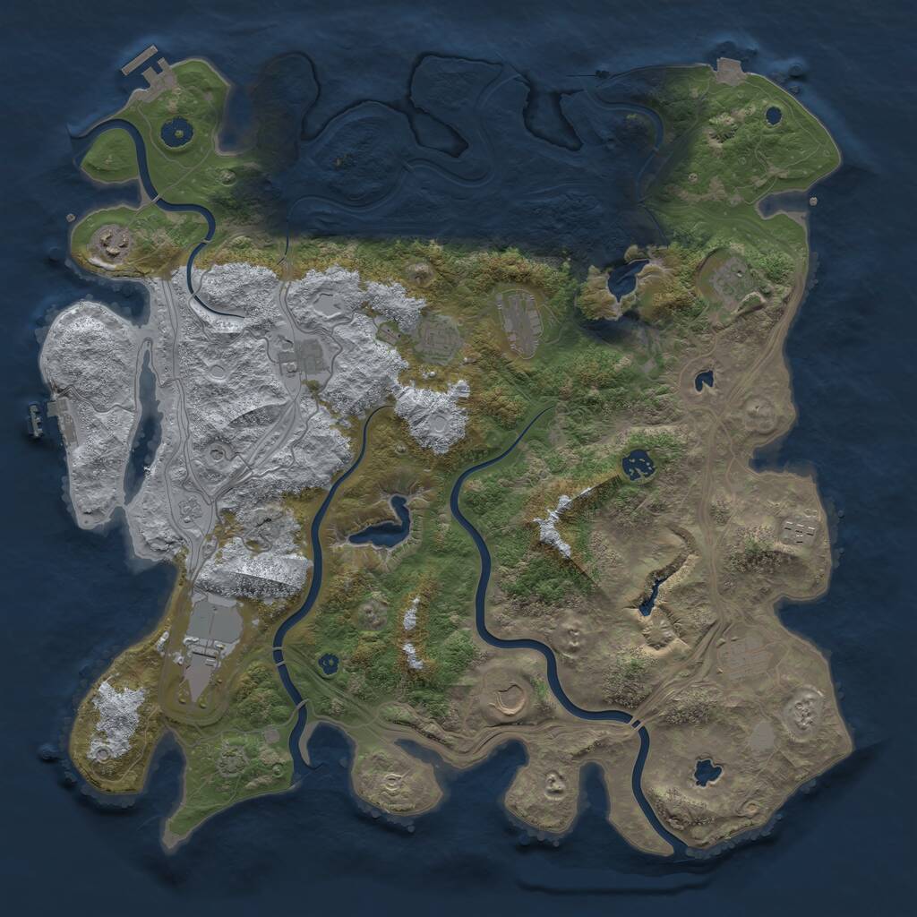 Rust Map: Procedural Map, Size: 4500, Seed: 1148119719, 16 Monuments