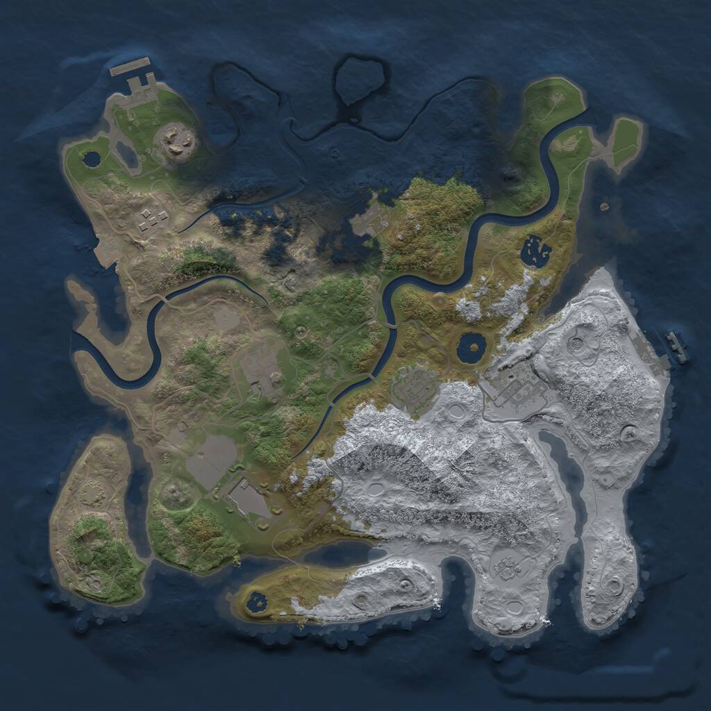 Rust Map: Procedural Map, Size: 3500, Seed: 1105645633, 14 Monuments