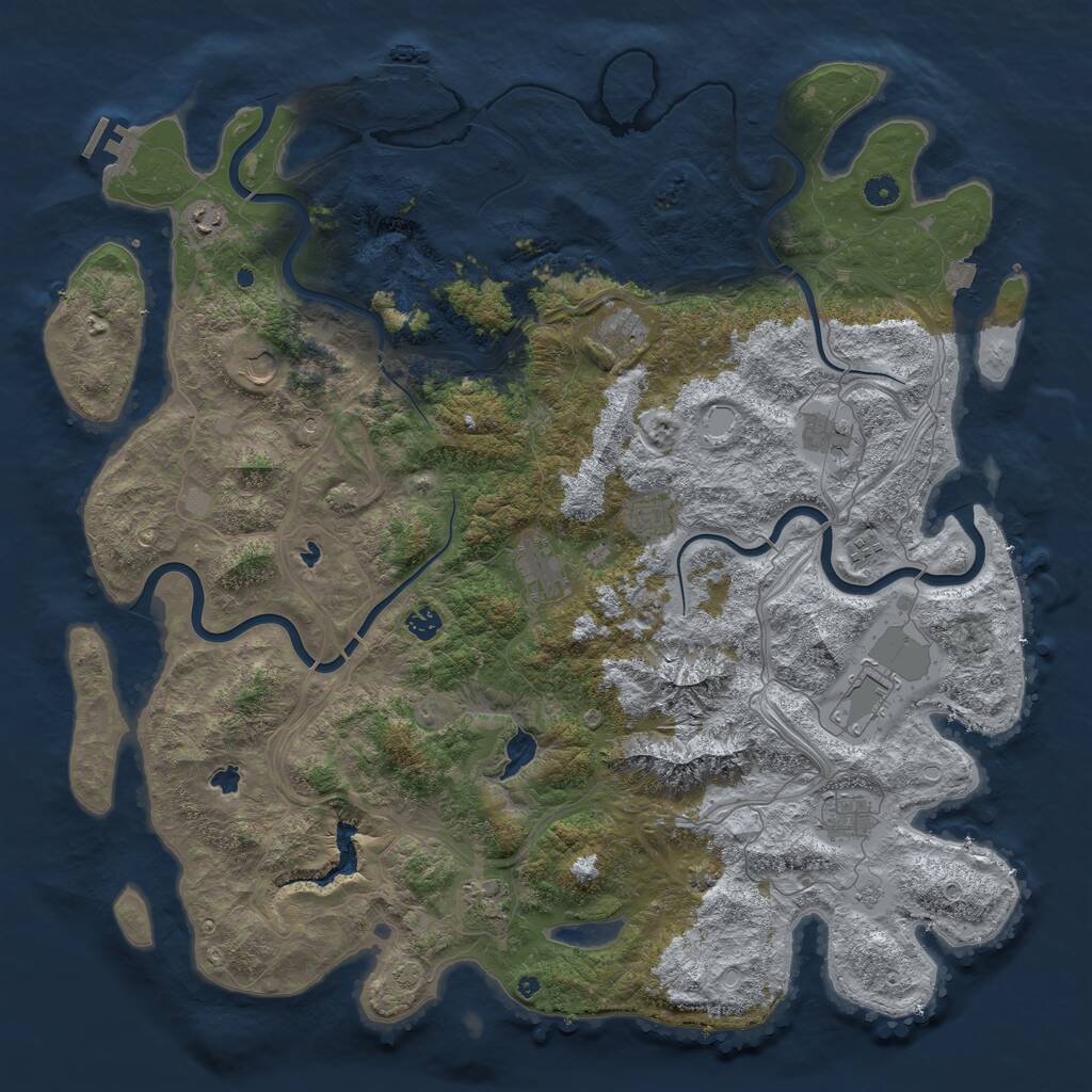 Rust Map: Procedural Map, Size: 5000, Seed: 1309476480, 17 Monuments