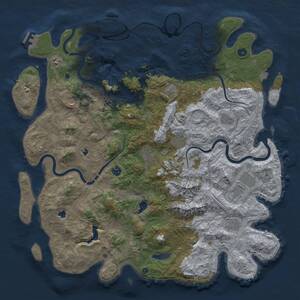 Thumbnail Rust Map: Procedural Map, Size: 5000, Seed: 1309476480, 17 Monuments