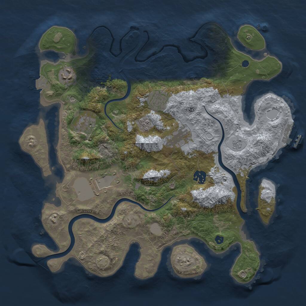 Rust Map: Procedural Map, Size: 3500, Seed: 1819300068, 12 Monuments