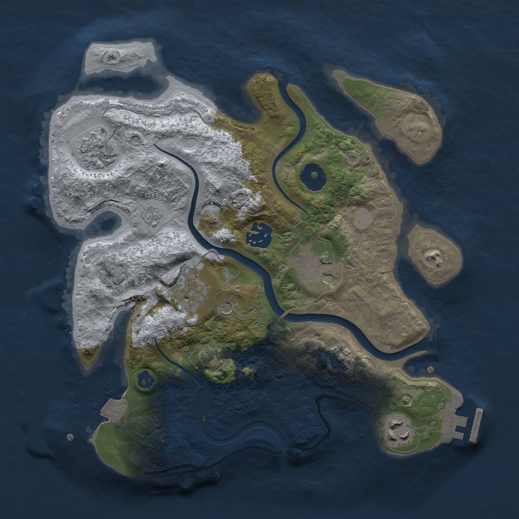 Rust Map: Procedural Map, Size: 3000, Seed: 1834446663, 11 Monuments