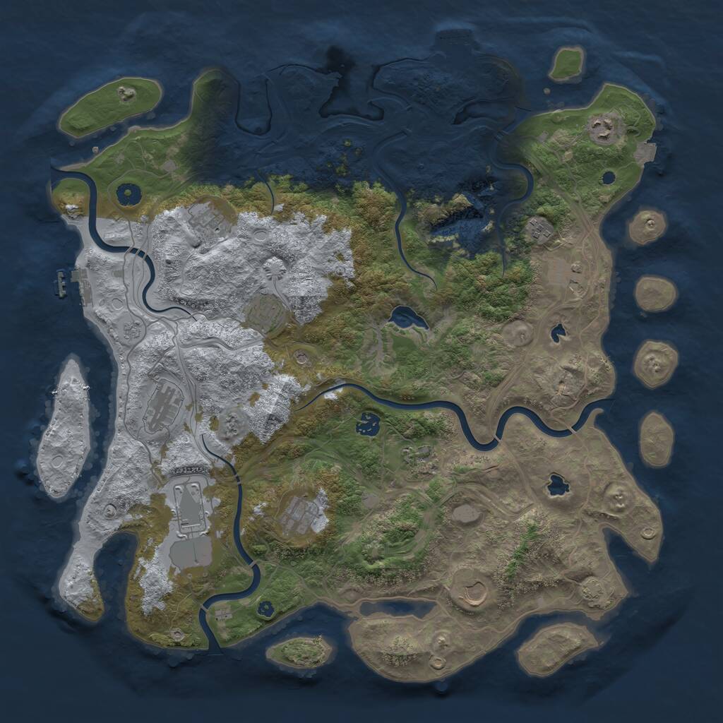 Rust Map: Procedural Map, Size: 4500, Seed: 1051371463, 17 Monuments