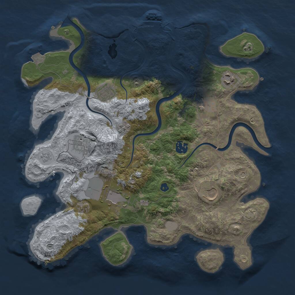 Rust Map: Procedural Map, Size: 3500, Seed: 1105652587, 13 Monuments