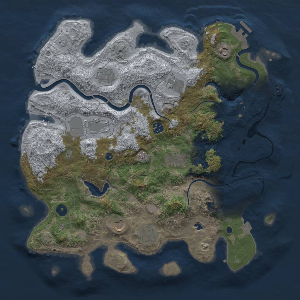 Rust Map: Procedural Map, Size: 4000, Seed: 1188647570, 15 Monuments