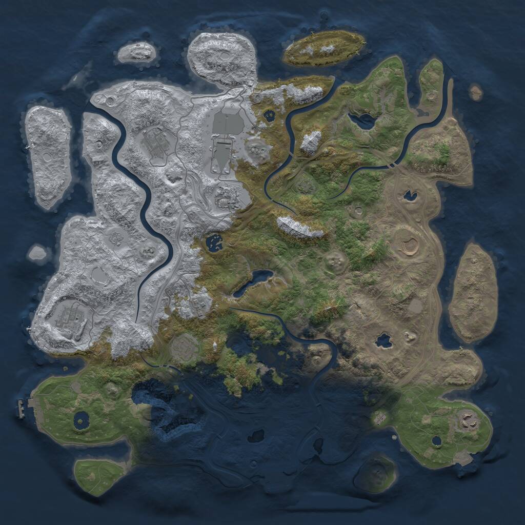 Rust Map: Procedural Map, Size: 4500, Seed: 1255869509, 16 Monuments