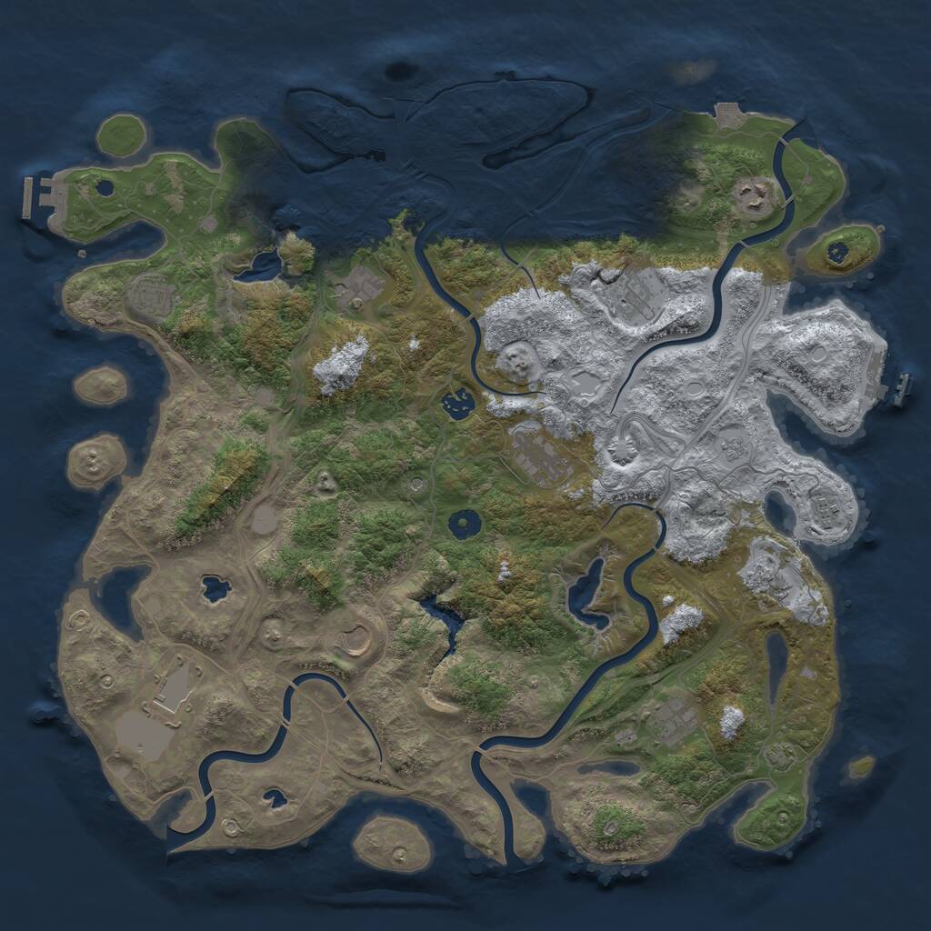 Rust Map: Procedural Map, Size: 4500, Seed: 59543, 17 Monuments