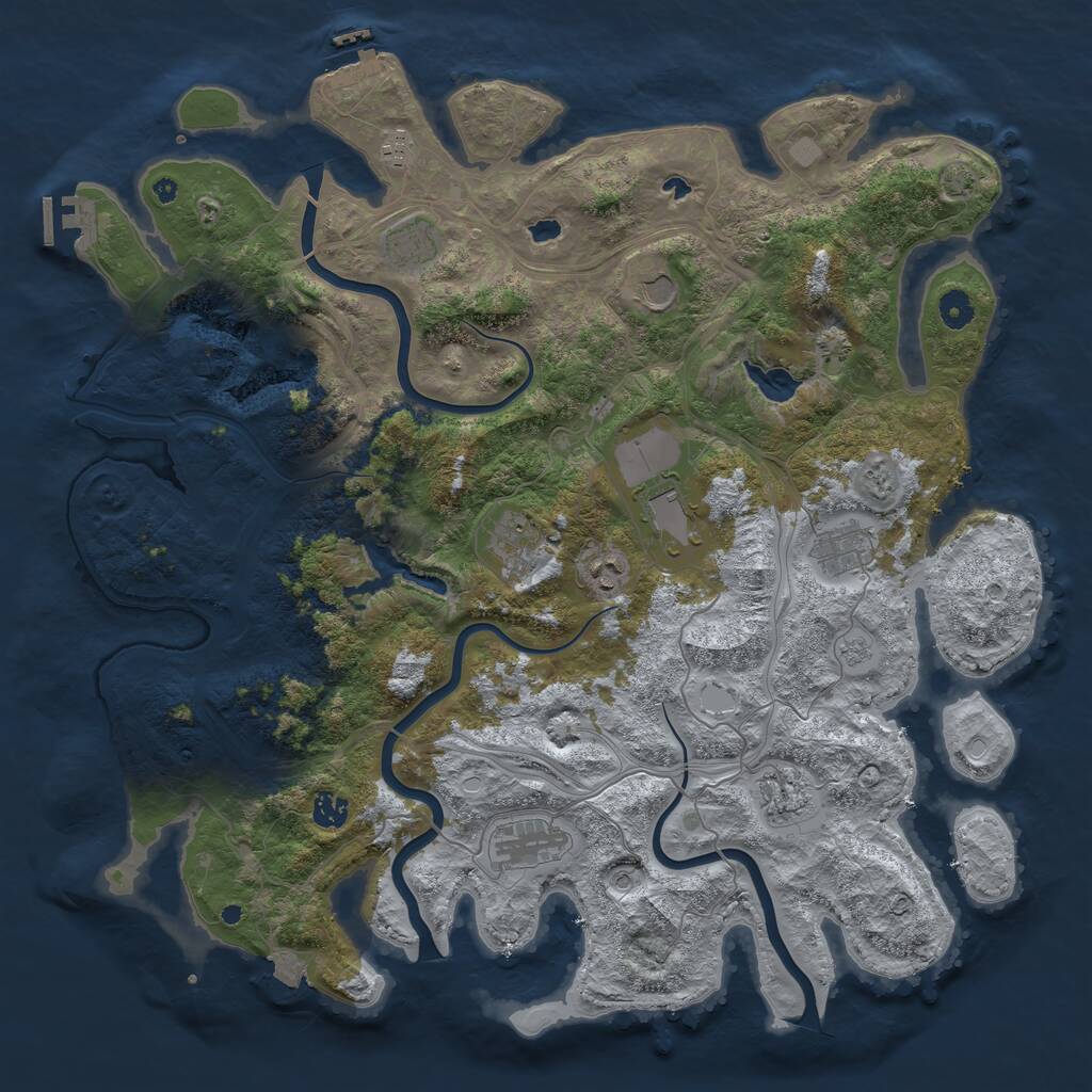 Rust Map: Procedural Map, Size: 4500, Seed: 1533635412, 16 Monuments