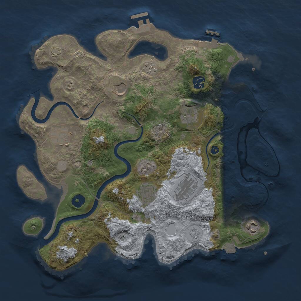 Rust Map: Procedural Map, Size: 3500, Seed: 1451603638, 14 Monuments