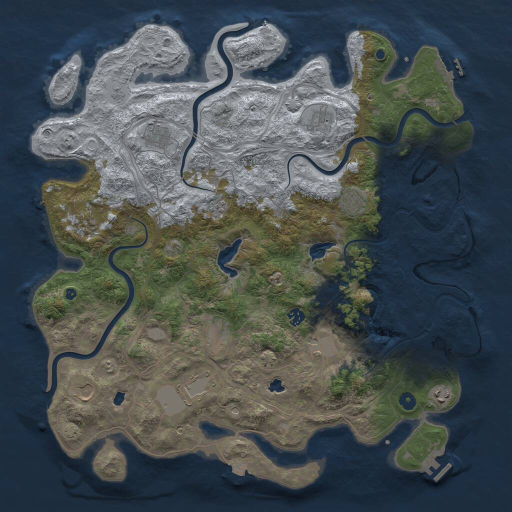Rust Map: Procedural Map, Size: 4500, Seed: 601936395, 17 Monuments