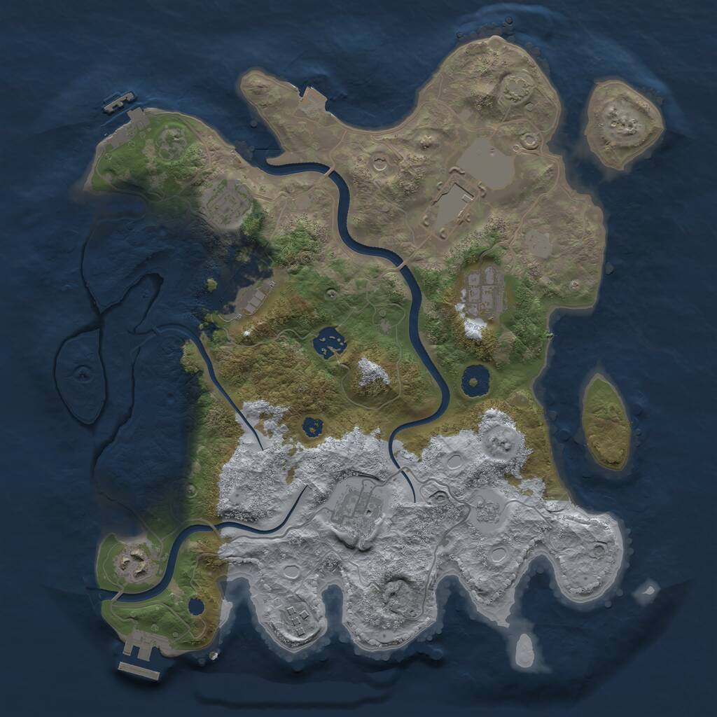 Rust Map: Procedural Map, Size: 3500, Seed: 146617261, 14 Monuments
