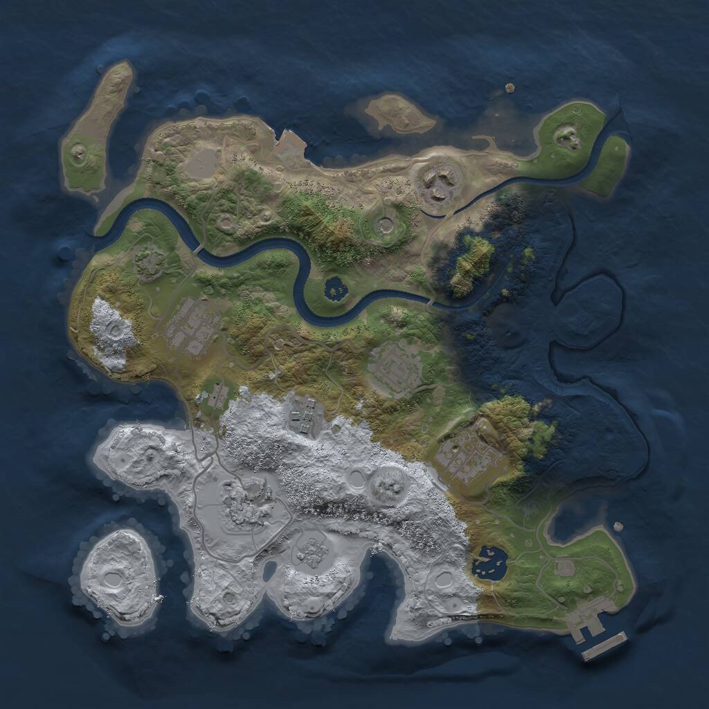 Rust Map: Procedural Map, Size: 3000, Seed: 269293995, 12 Monuments