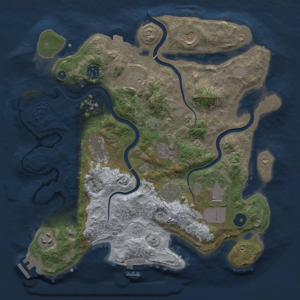 Rust Map: Procedural Map, Size: 3500, Seed: 1787724128, 15 Monuments