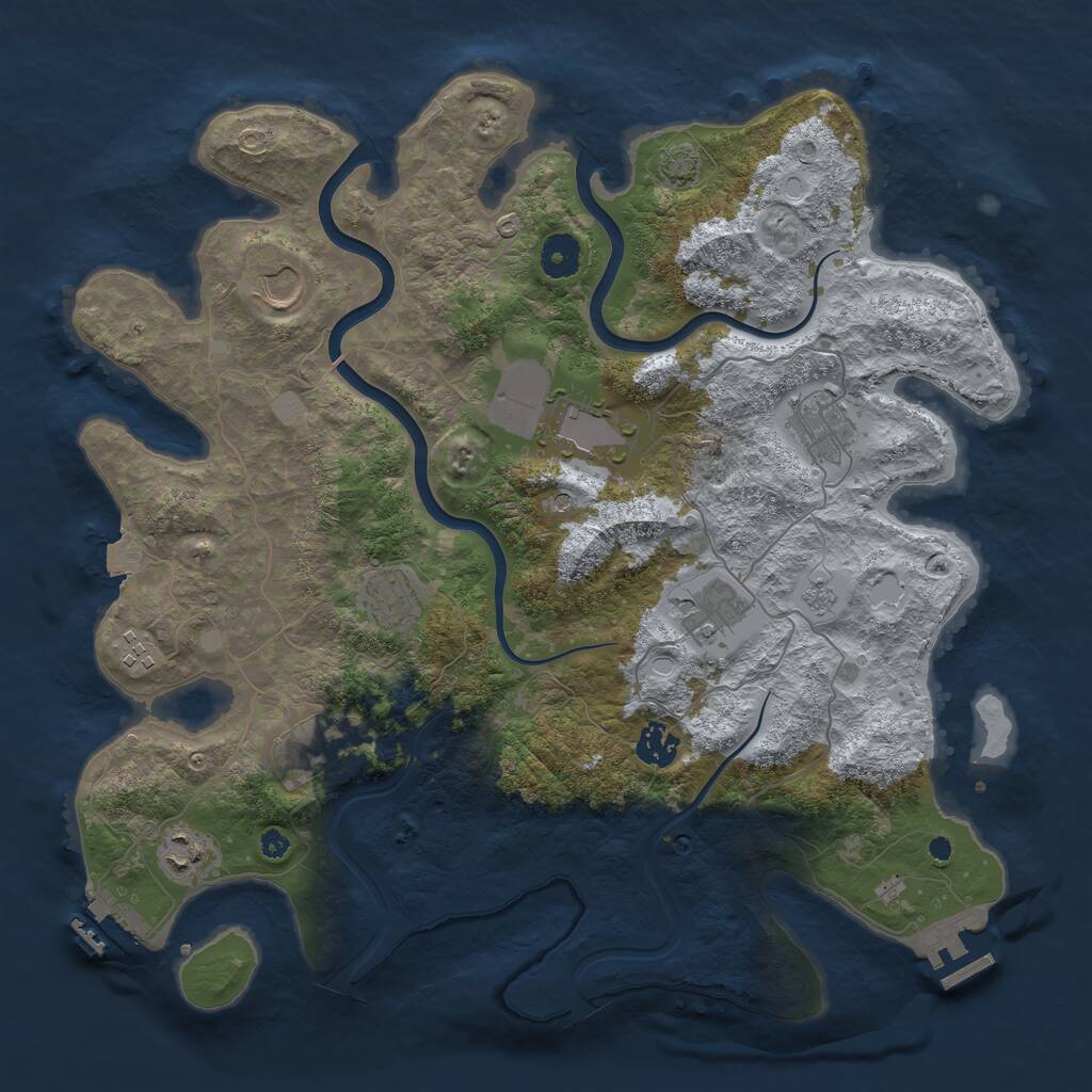 Rust Map: Procedural Map, Size: 3850, Seed: 1765651650, 15 Monuments