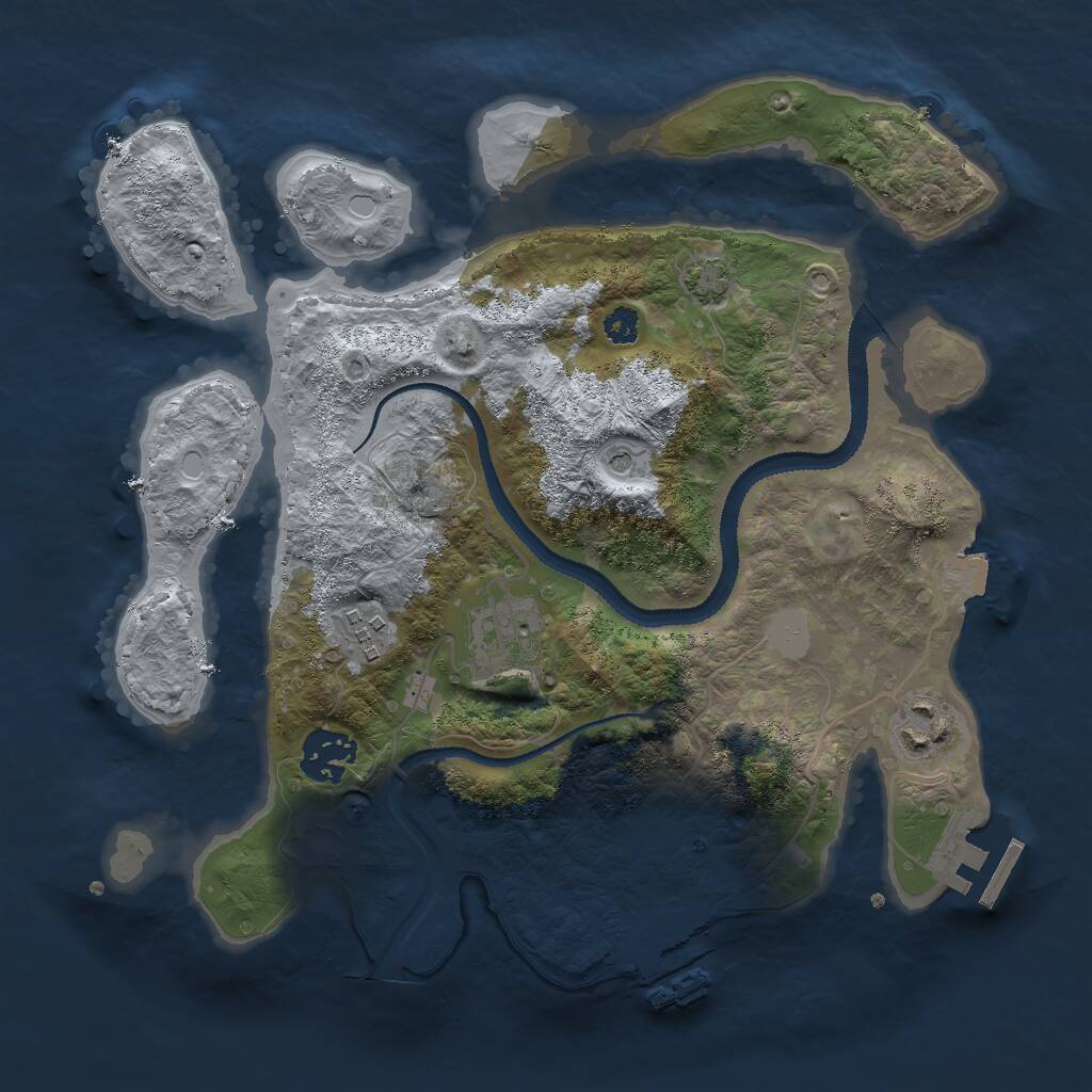 Rust Map: Procedural Map, Size: 3000, Seed: 1255580167, 9 Monuments