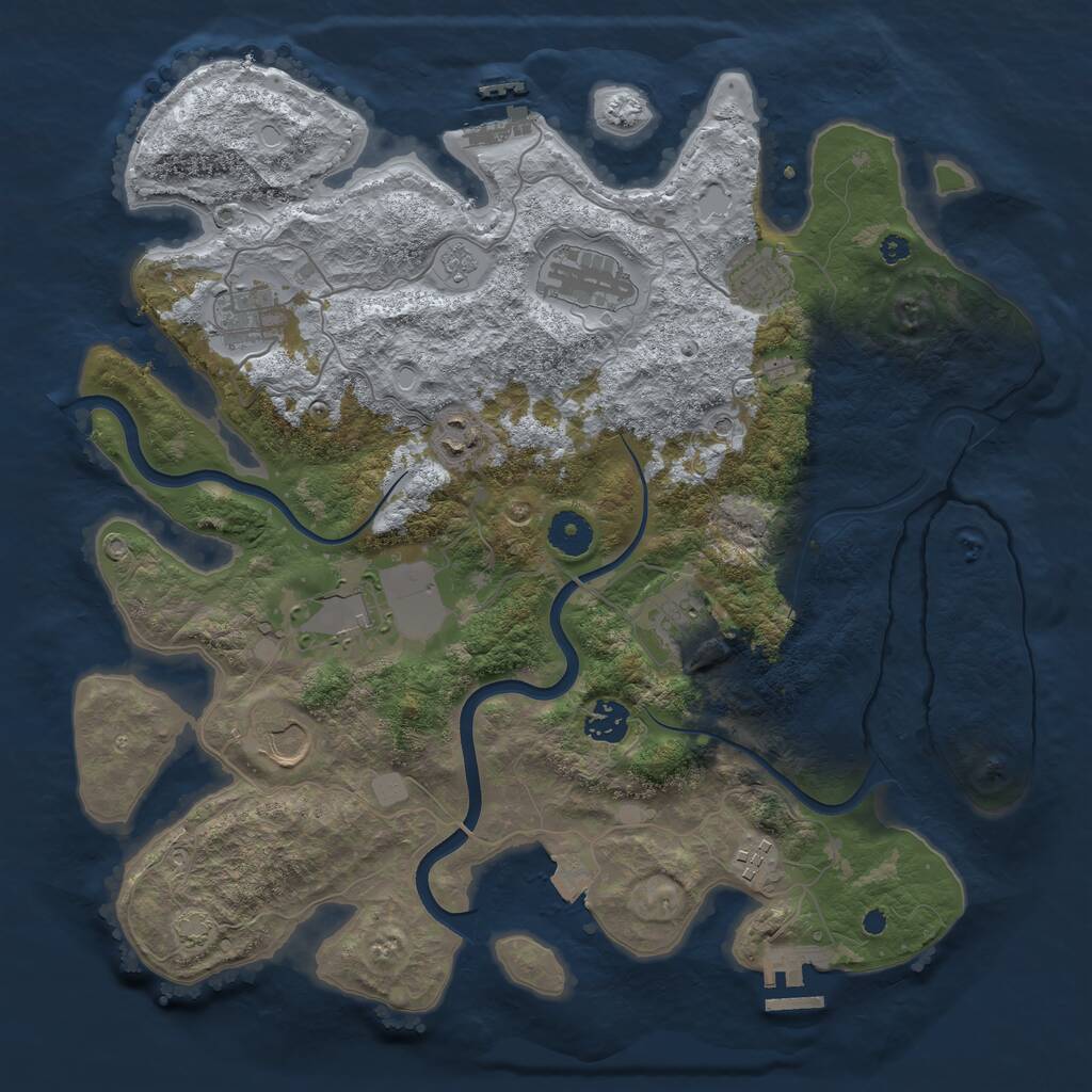 Rust Map: Procedural Map, Size: 3750, Seed: 719561964, 15 Monuments