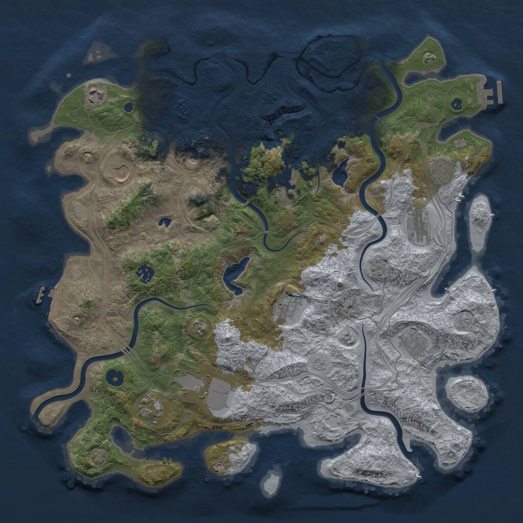 Rust Map: Procedural Map, Size: 4500, Seed: 764670576, 17 Monuments