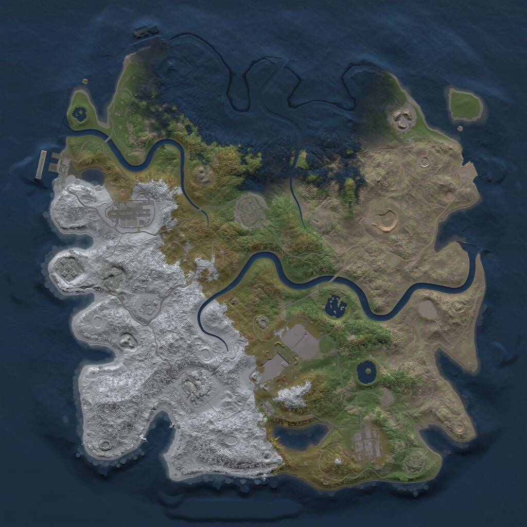 Rust Map: Procedural Map, Size: 3700, Seed: 2136673020, 15 Monuments