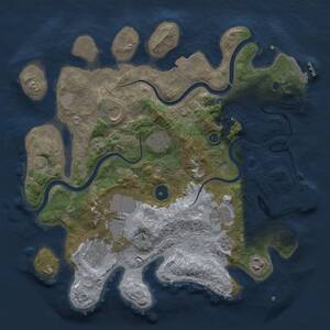 Thumbnail Rust Map: Procedural Map, Size: 3500, Seed: 1110874180, 13 Monuments