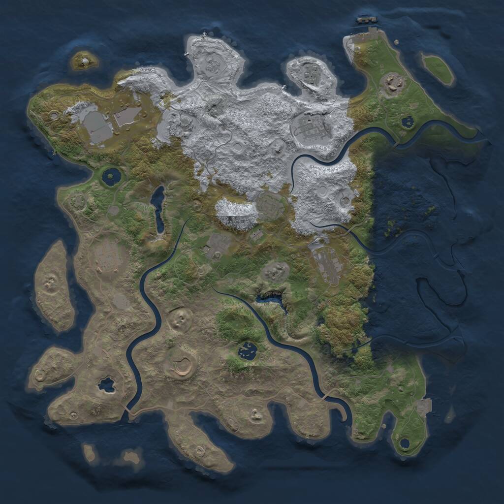 Rust Map: Procedural Map, Size: 4200, Seed: 386881437, 17 Monuments