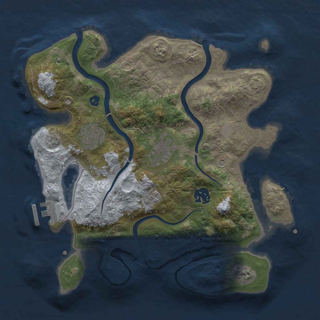 Rust Map: Procedural Map, Size: 3000, Seed: 586944497, 8 Monuments
