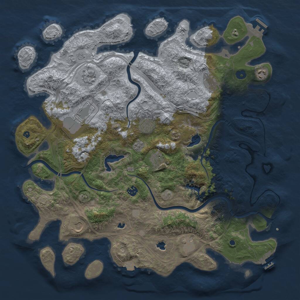 Rust Map: Procedural Map, Size: 4500, Seed: 1097068512, 16 Monuments